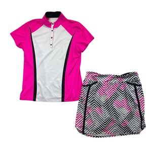 TAIL White Label Golf Outfit Womens M Pink White Shirt Skort Tennis Pickleball